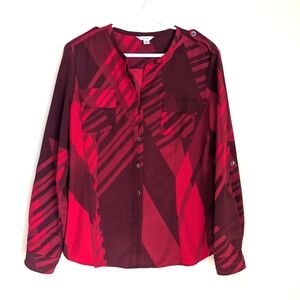 Calvin Klein Chic Red Geometric Blouse Size M